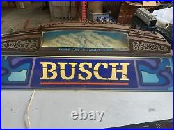 Vtg 40 Busch Beer Pool Table Light Bar Mountains Anheuser Rare Hanging Sign