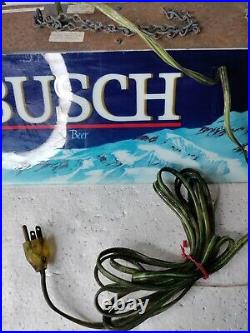 Vtg Busch Beer Pool Table Light Bar Mountains Anheuser Rare 25 Hanging Sign