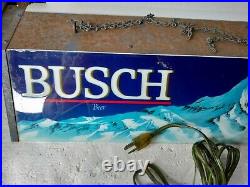 Vtg Busch Beer Pool Table Light Bar Mountains Anheuser Rare 25 Hanging Sign
