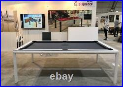 White 8' Modern Convertible Pool Billiard Table'Ultra' dining/desk/game table