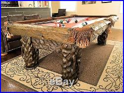 Wilderness 8' Hand-Crafted Rustic Log Pool Table Billiard for Log Home / Cabin